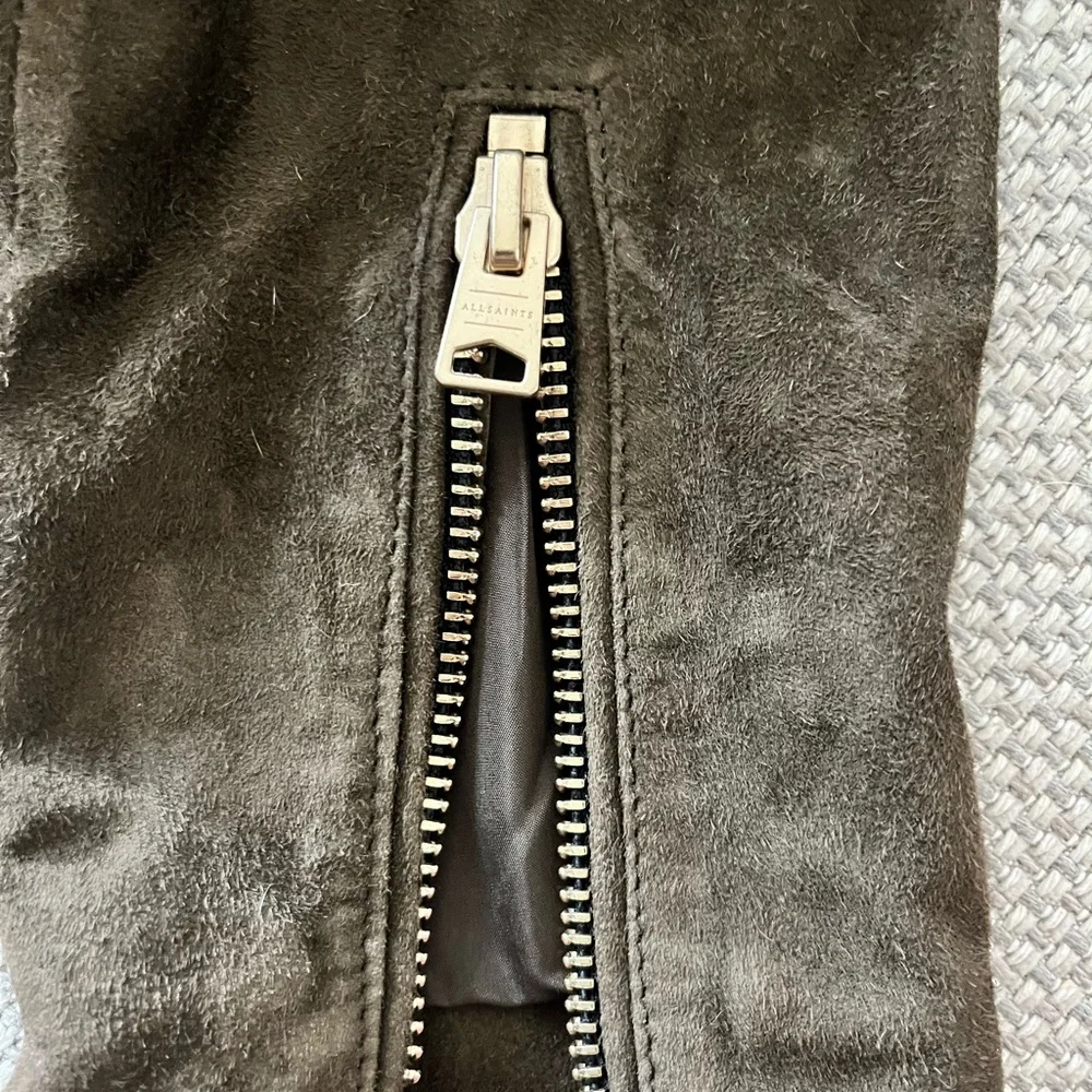 All Saints Olive Leather Jacket - Picture 4 of 7